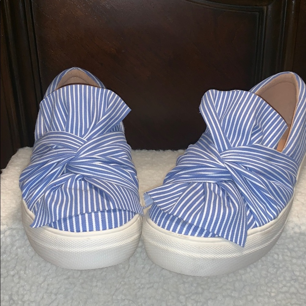 Blue and white slip on shoes